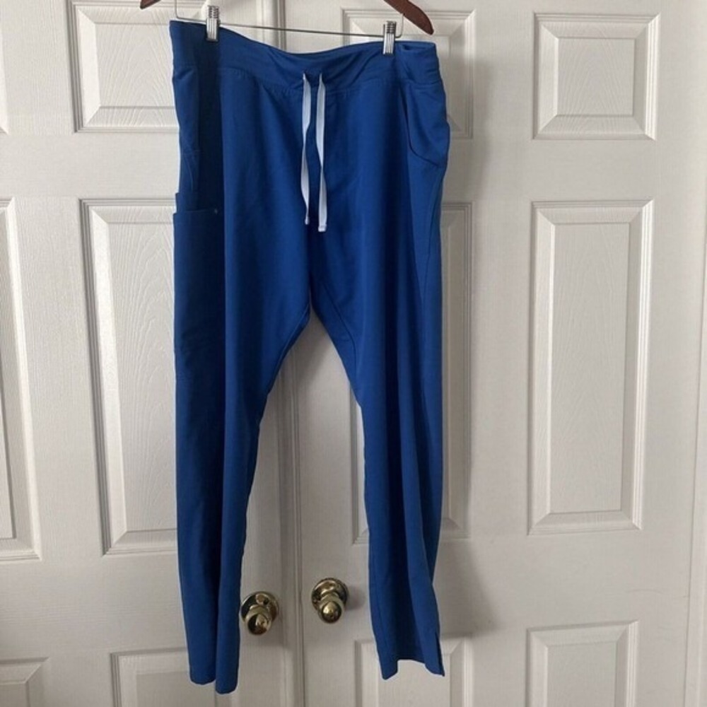 FIGS Kade Cargo Scrub Pants XL Royal Blue Straight Leg Stretch Pockets T21004